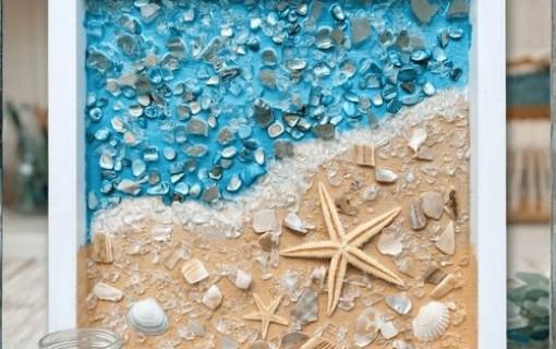 "Seas the Day" Glass Art with Resin